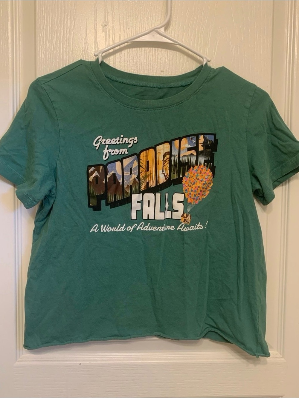 Women's Pixar UP Green Graphic Crop Top